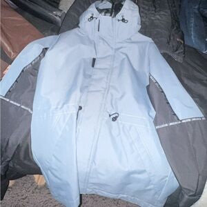 Hollister Light Blue and Black Raincoat